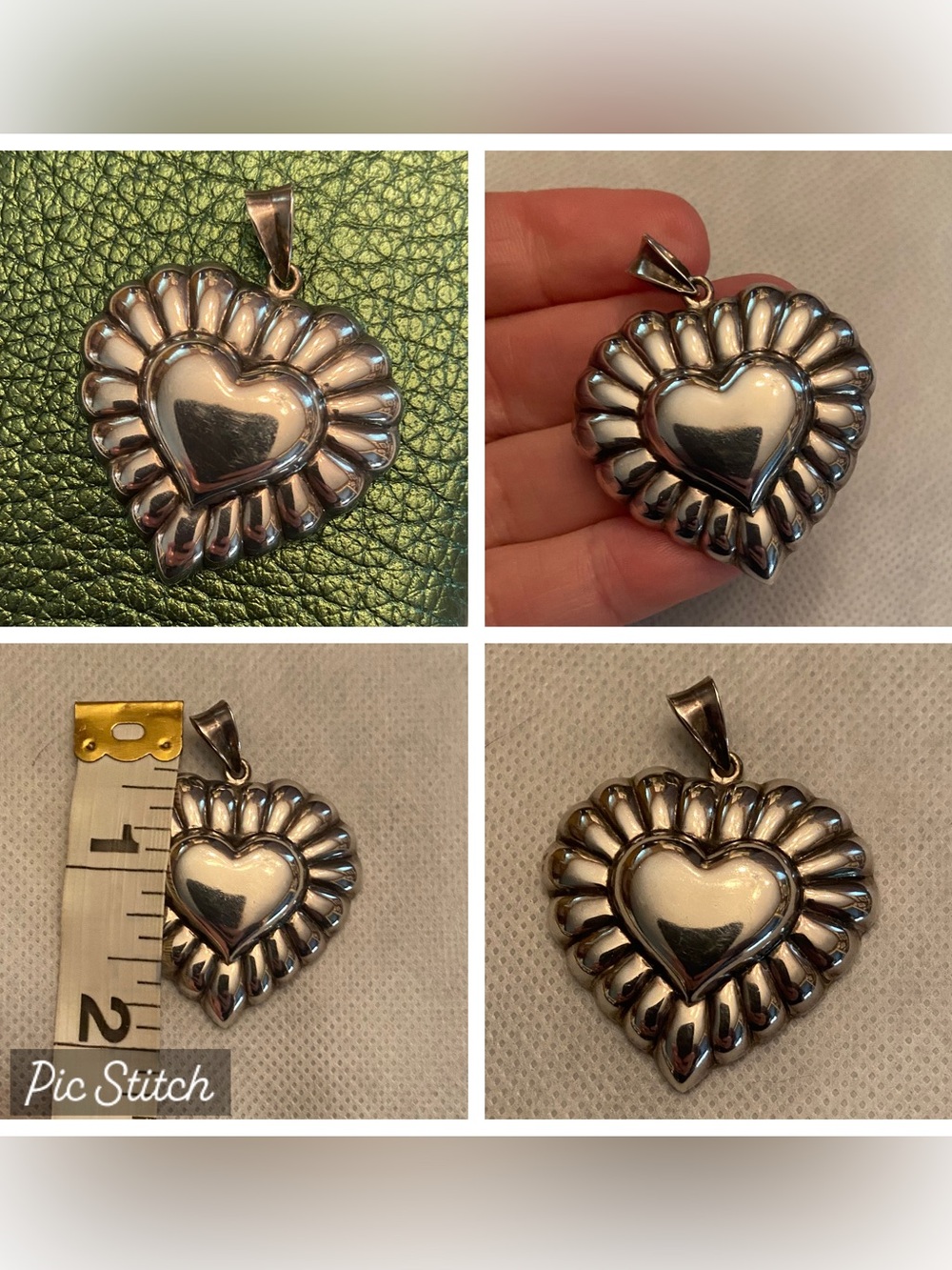 Vintage Sterling Silver 925 Puffy Heart Pendant